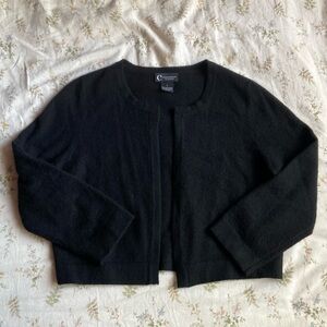 Bloomingdale’s classy black cashmere cropped cardigan size L in great condition